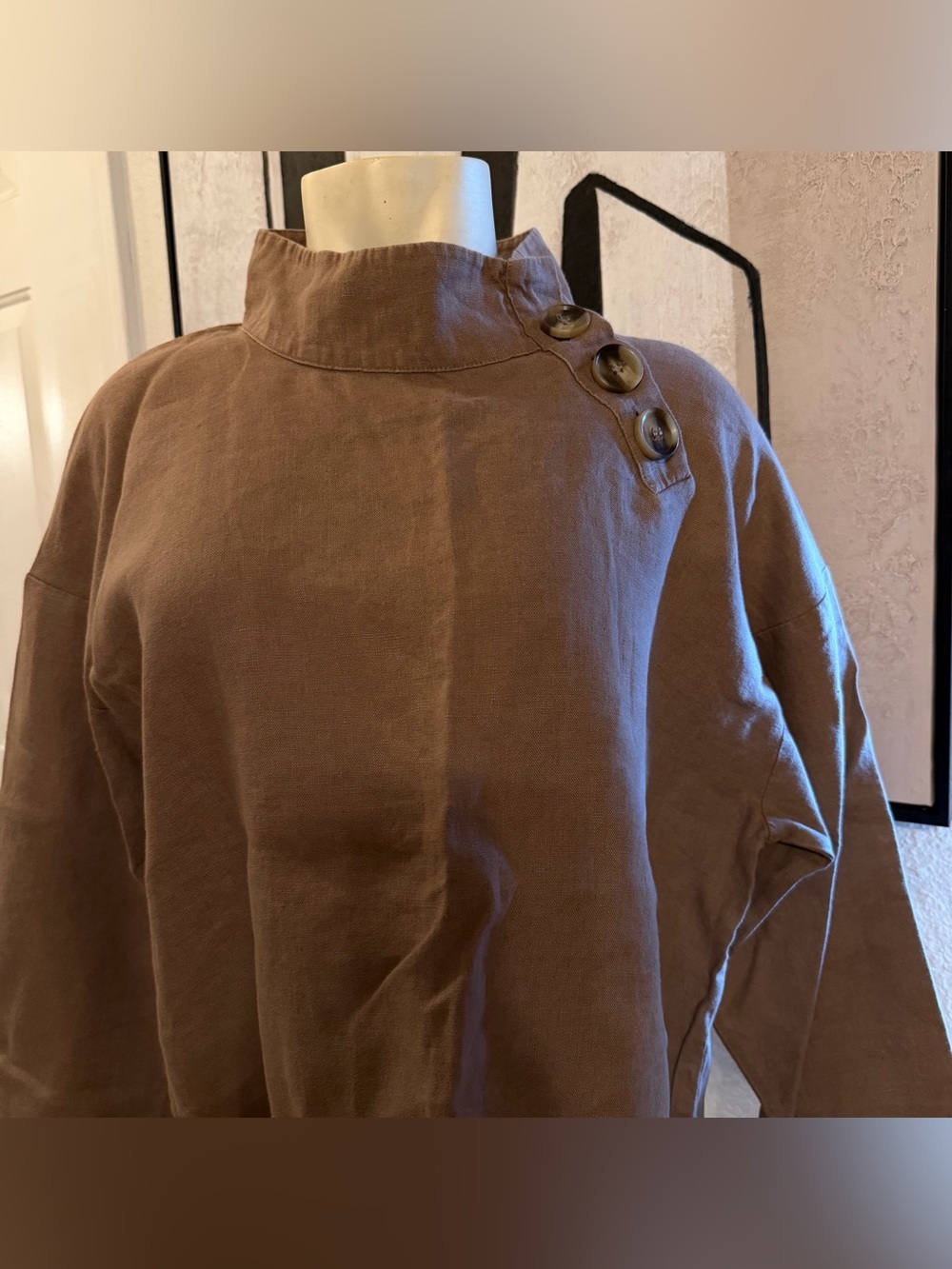 Zara Women’s Brown 100% Linen Tunic Size Small - Picture 8 of 9